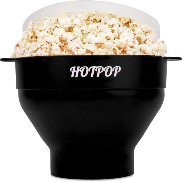 The Original Hotpop Microwave Silicone Popcorn Popper, Collapsible Bowl - Black - Picture 1 of 6
